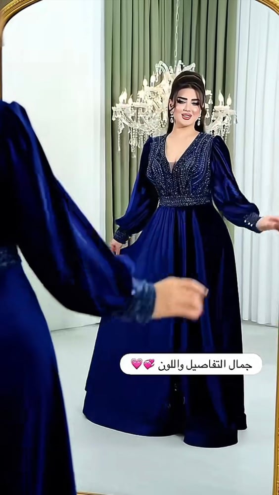 جديد فستان سهرة فاخر بلون ازرق كحلي ملكي انيق
