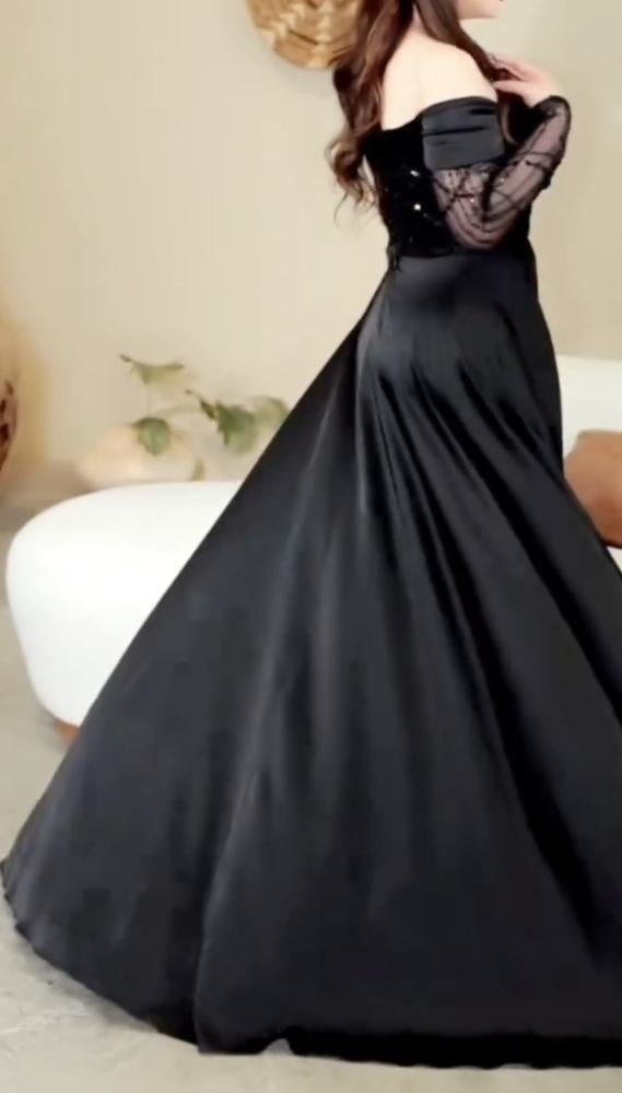 فستان سهرة اسود لمعه  فاخر