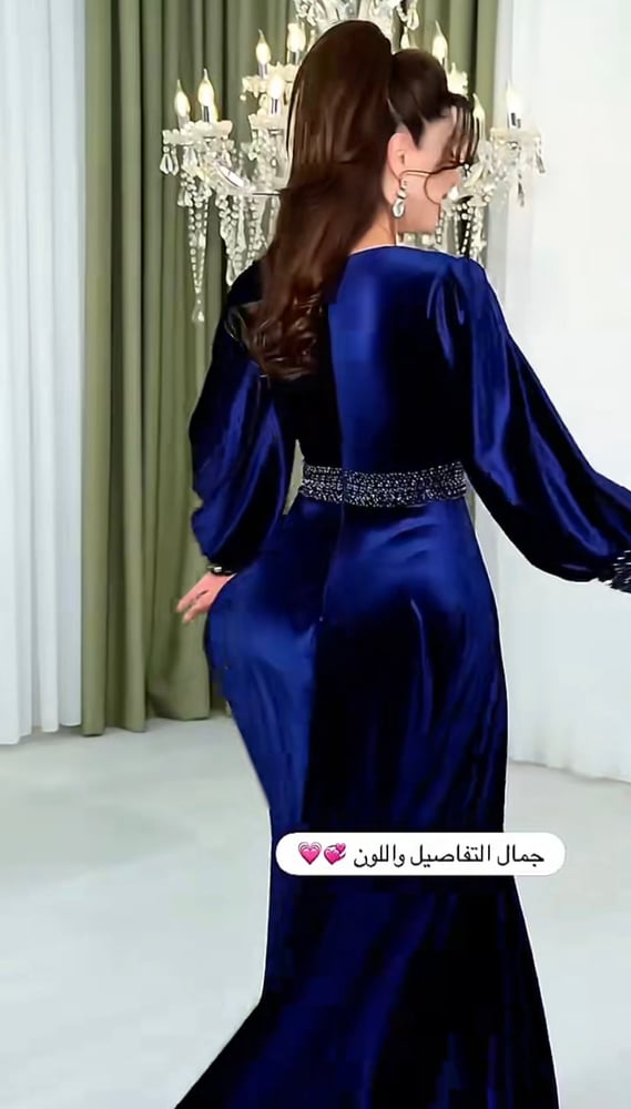 جديد فستان سهرة فاخر بلون ازرق كحلي ملكي انيق