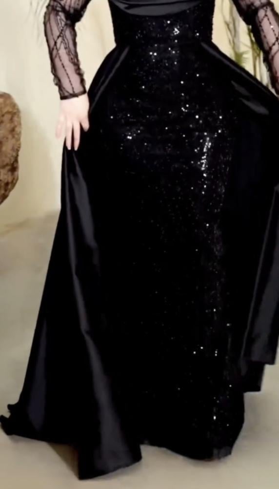 فستان سهرة اسود لمعه  فاخر