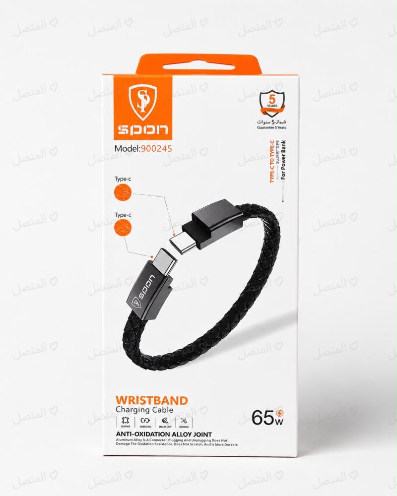 كابل شحن سوار SPON من USB-C إلى USB-C بقدرة 65 واط