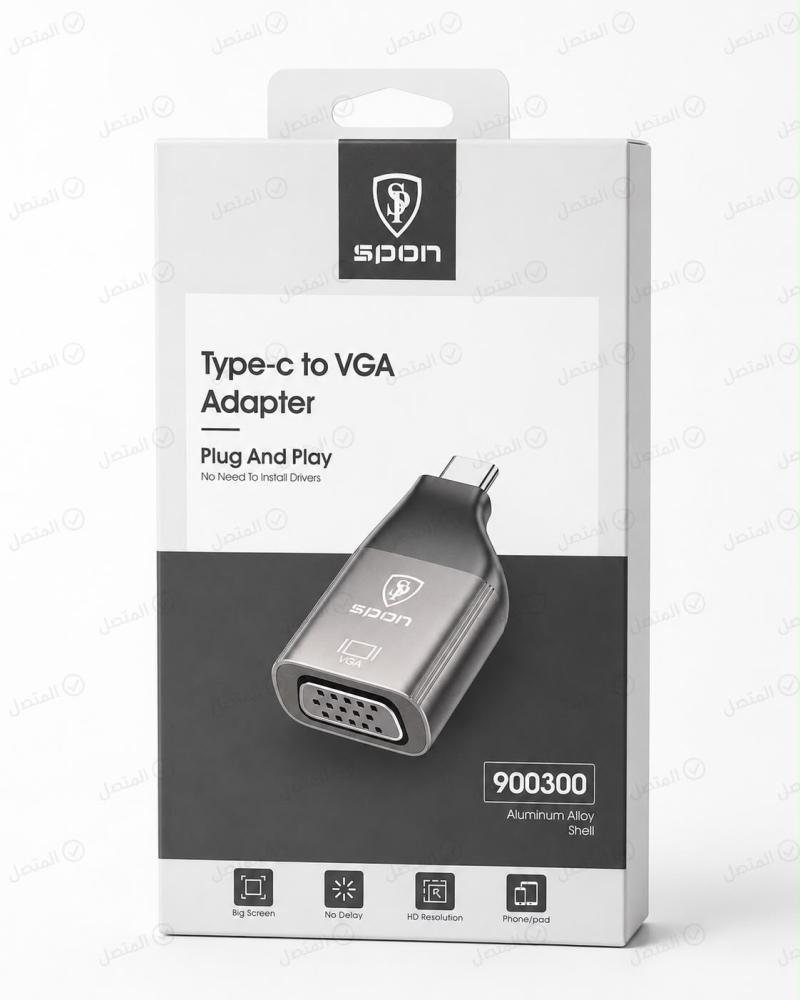 محول SPON من USB-C إلى VGA بتصميم معدني