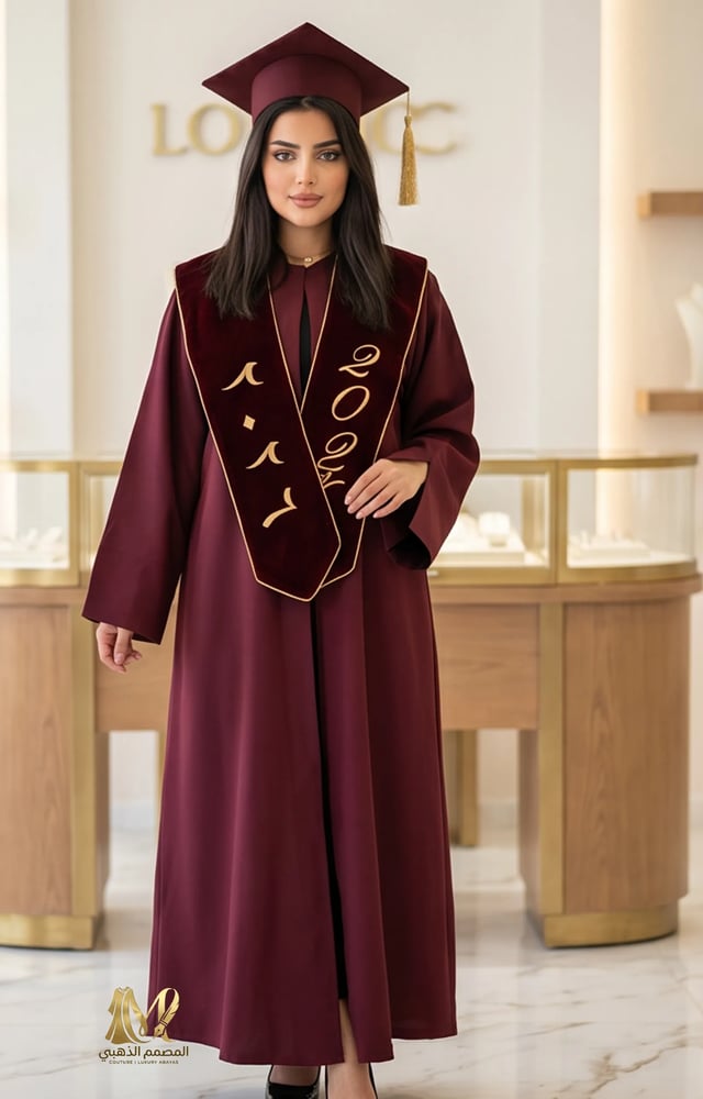 عباية تخرج عنابية ملكية