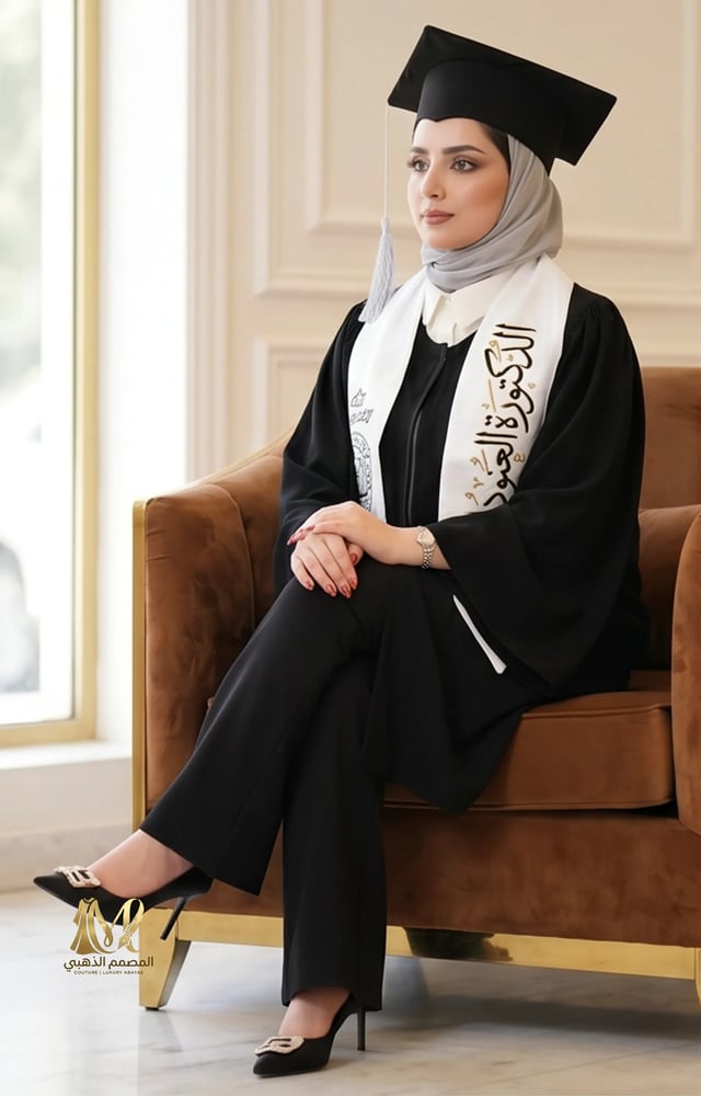 عباية تخرج سوداء كلاسيكية