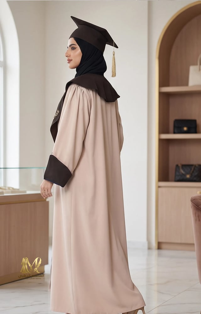 عباية تخرج بيج كلاسيكية بأكمام كلوش