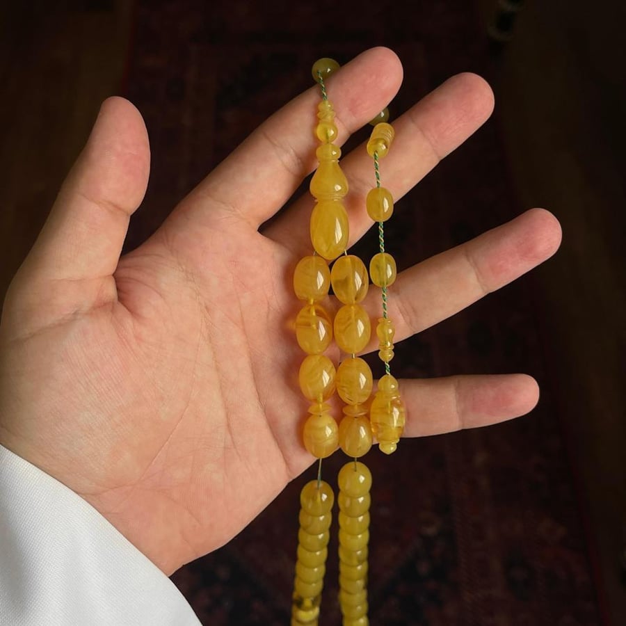 White dove prayer bead with engraving and transparency