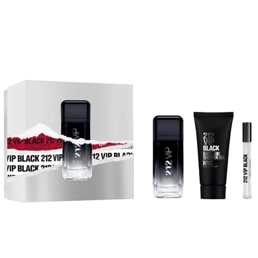 طقم عطر كارولينا هيريرا 212 VIP بلاك او دو بارفيوم 3 قطع