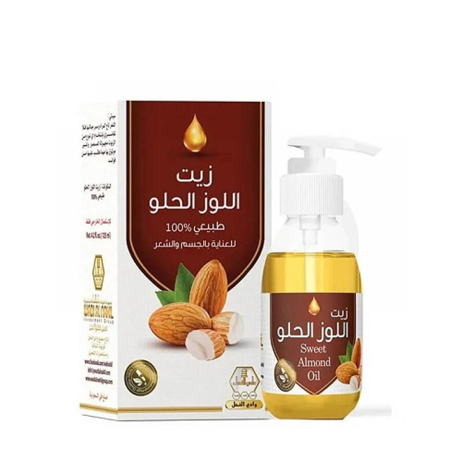 زيت اللوز الحلو للعناية بالجسم والشعر من وادي النحل 125 مل