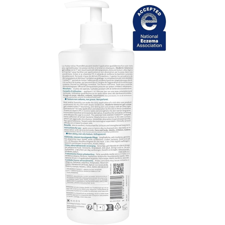Bioderma cream gel intensive Atoderm body lotion moisturizer and soothing for sensitive and very dry skin 500 ml