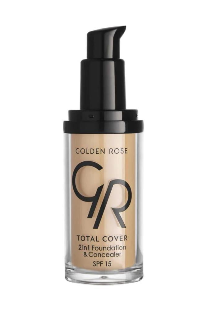Golden Rose 2 in 1 Total Cover Foundation Cream – 30 ml – 13 Natural Tan