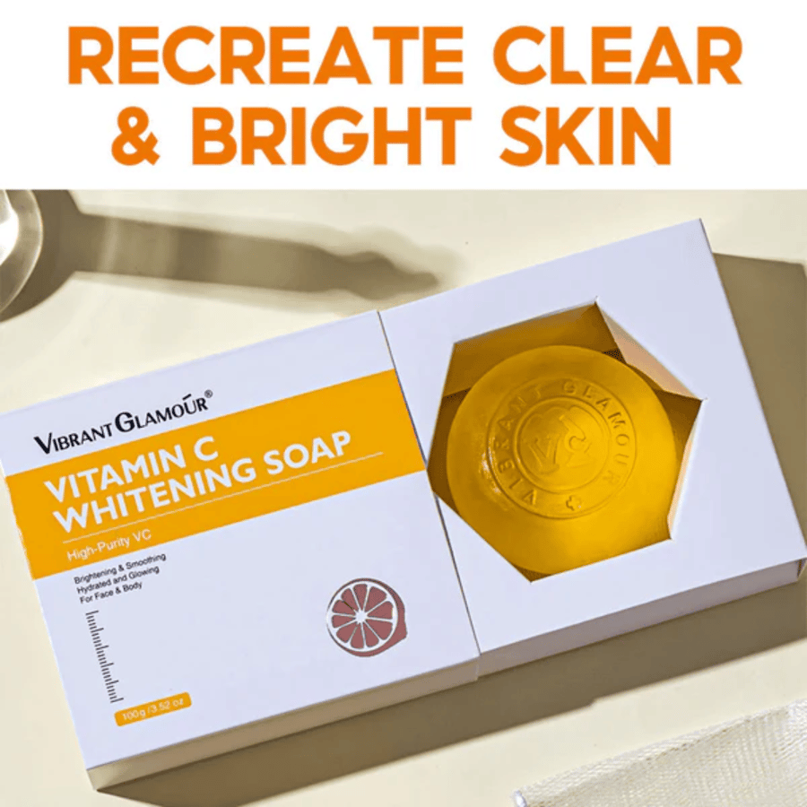 Skin whitening soap and dark areas enhanced with pure vitamin C 100 grams