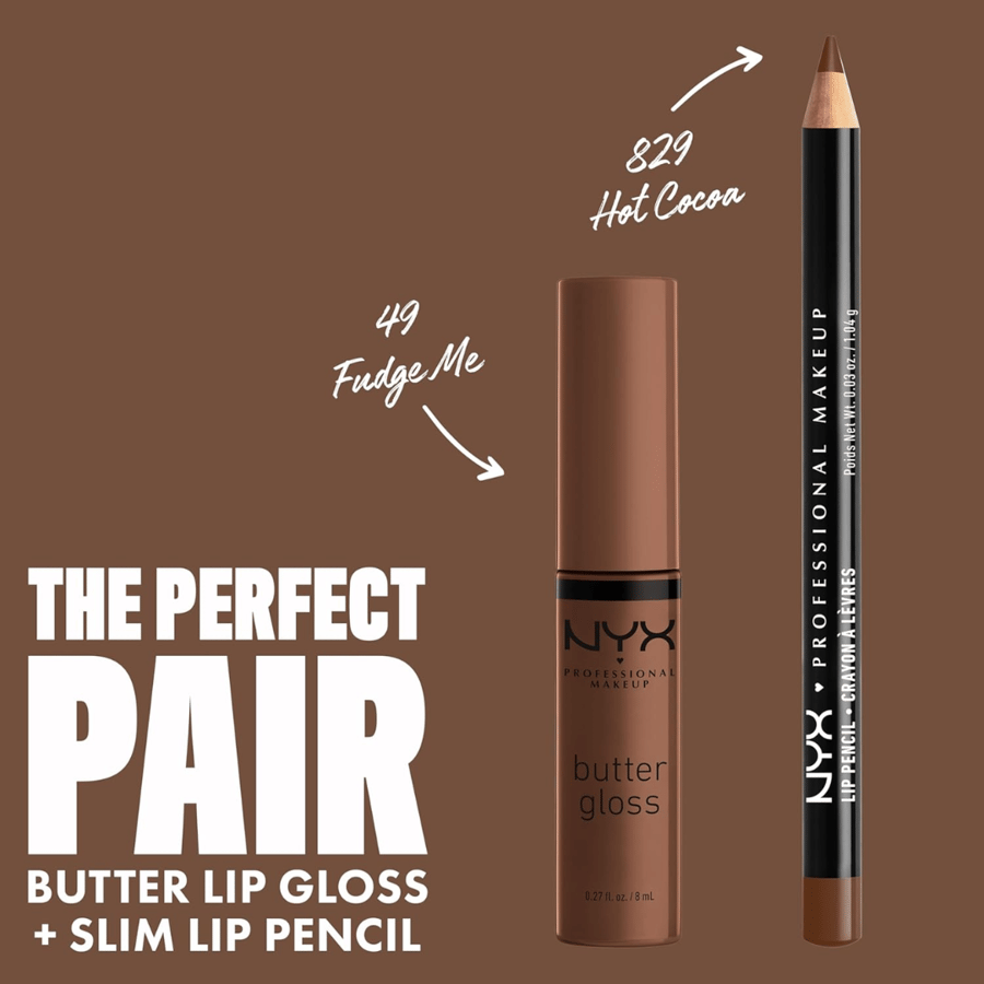 NYX lip gloss butter gloss in the color brown sugar professional makeup non-sticky - Fudge Me (warm brown)