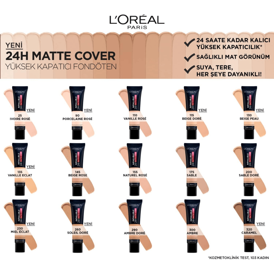 L'Oréal Paris Infallible Matte Cover Foundation 110 Rose Vanilla, all types