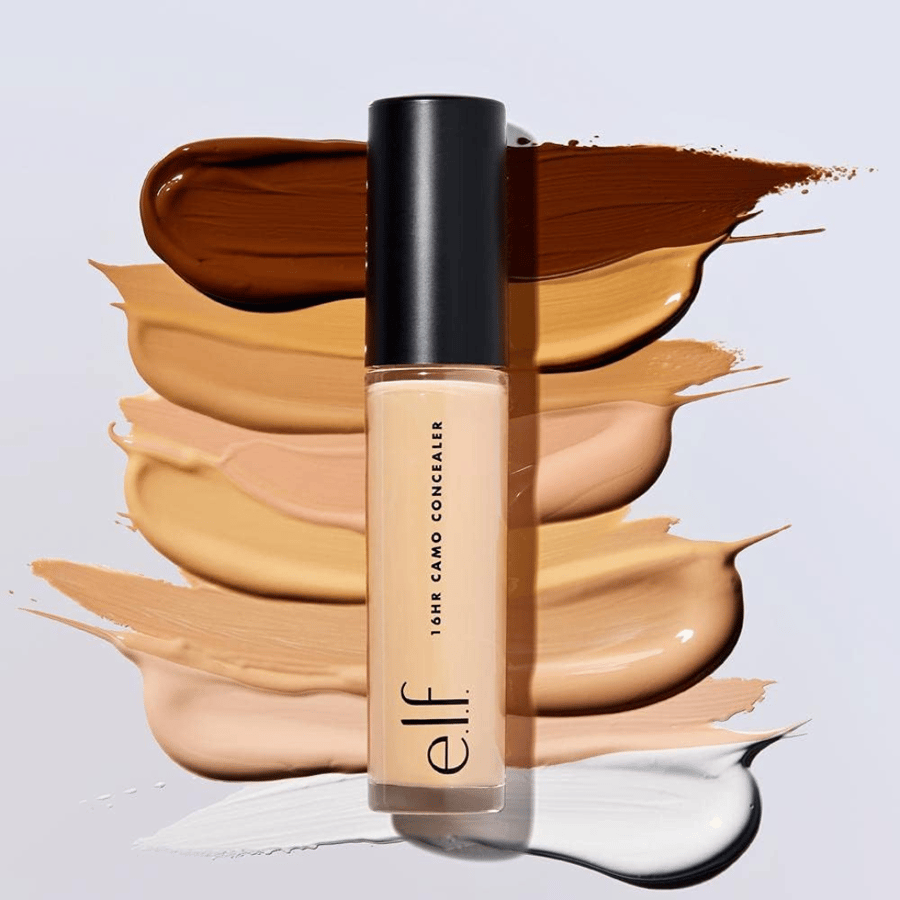 E.L.F. mini. Concealer. Camouflage 16HR. Full coverage and high dye. Matte finish. Neutral tan. 0.203 fluid ounces (6 ml), matte, suitable for all skin types.