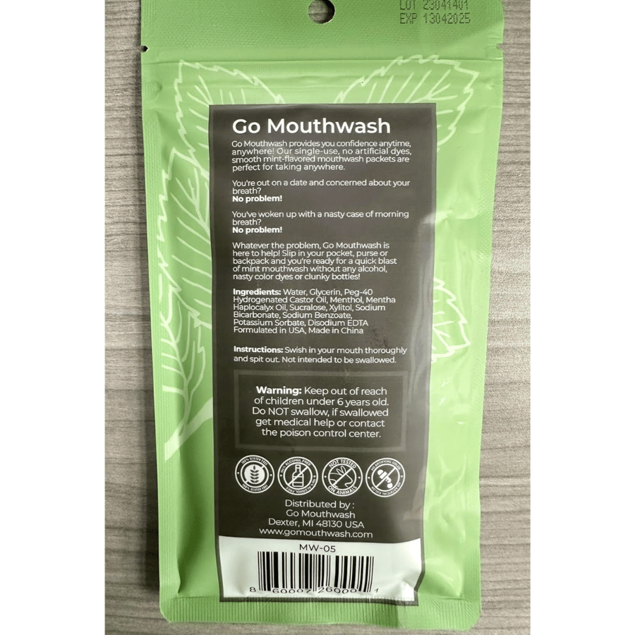 Elexirshield mouthwash formula alcohol-free (mint flavor, 5 individual pieces)