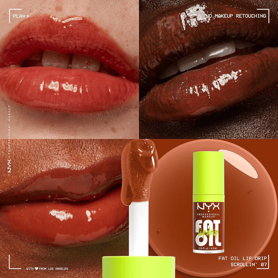 NYX gloss, filling, and moisturizing lips, Fade Oil Professional, vegan, colored, with a non-sticky finish, 12-hour hydration, enriched with squalane oils and cloudberry - Squalorin