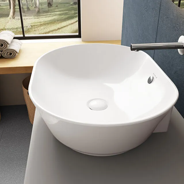 Vetra Geo White Marble Countertop Washbasin 54.5 x 40 cm