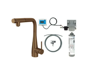 خلاط مجلى مع تحلية و فلتر مياه برونز مت ERIDAN - Kitchen tap, with water filtration kit, with pull-out spout - brushed bronze DEANTE