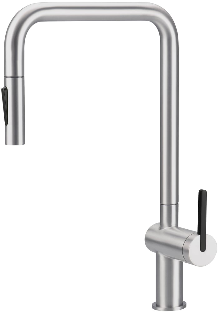 خلاط مجلى سحب فضي مت MOMI Kitchen tap, with pull-out spoutbrushed steel DEANTE