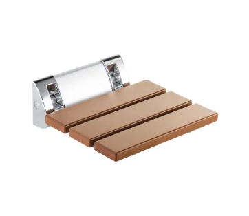 مقعد جداري قابل للطي - بني، كروم VITAL - Wall-mounted seat, foldable - brown, chrome DEANTE
