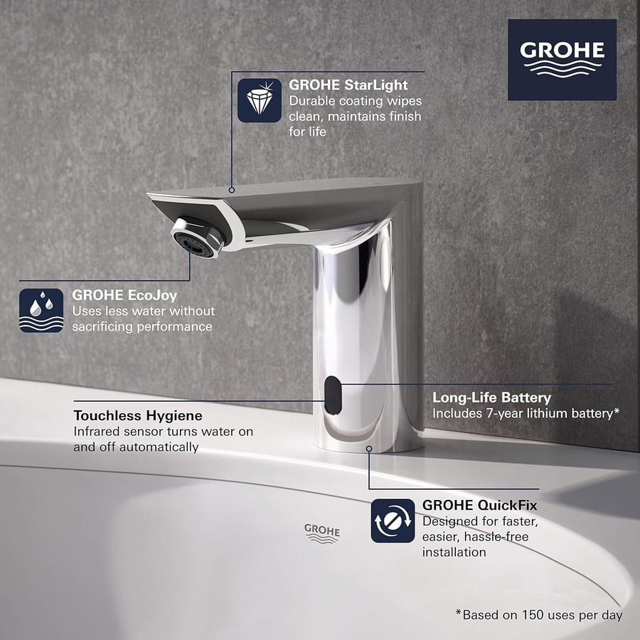 خلاط سنسور جروهي كروم BAU COSMOPOLITAN E TOUCHLESS ELECTRONIC FAUCET LESS MIXING, BATTERY-POWERED GROHE