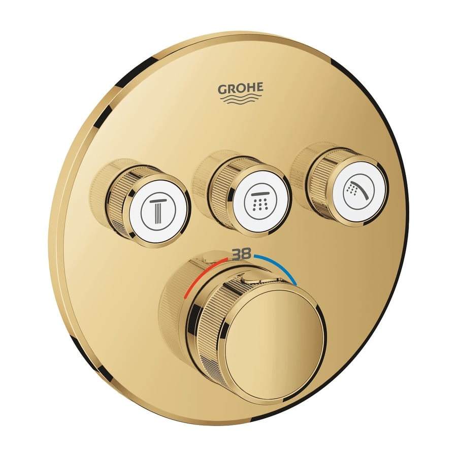 GROHTHERM SMARTCONTROL Round Face Concealed Thermostat with 3 Valves, Gold, Grohe