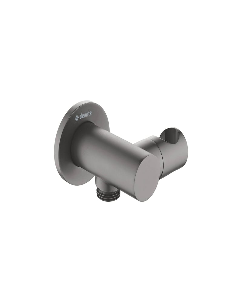 حامل مع مخرج تيتانيوم CASCADA Angled hose connector, round, with hand shower holder DEANTE