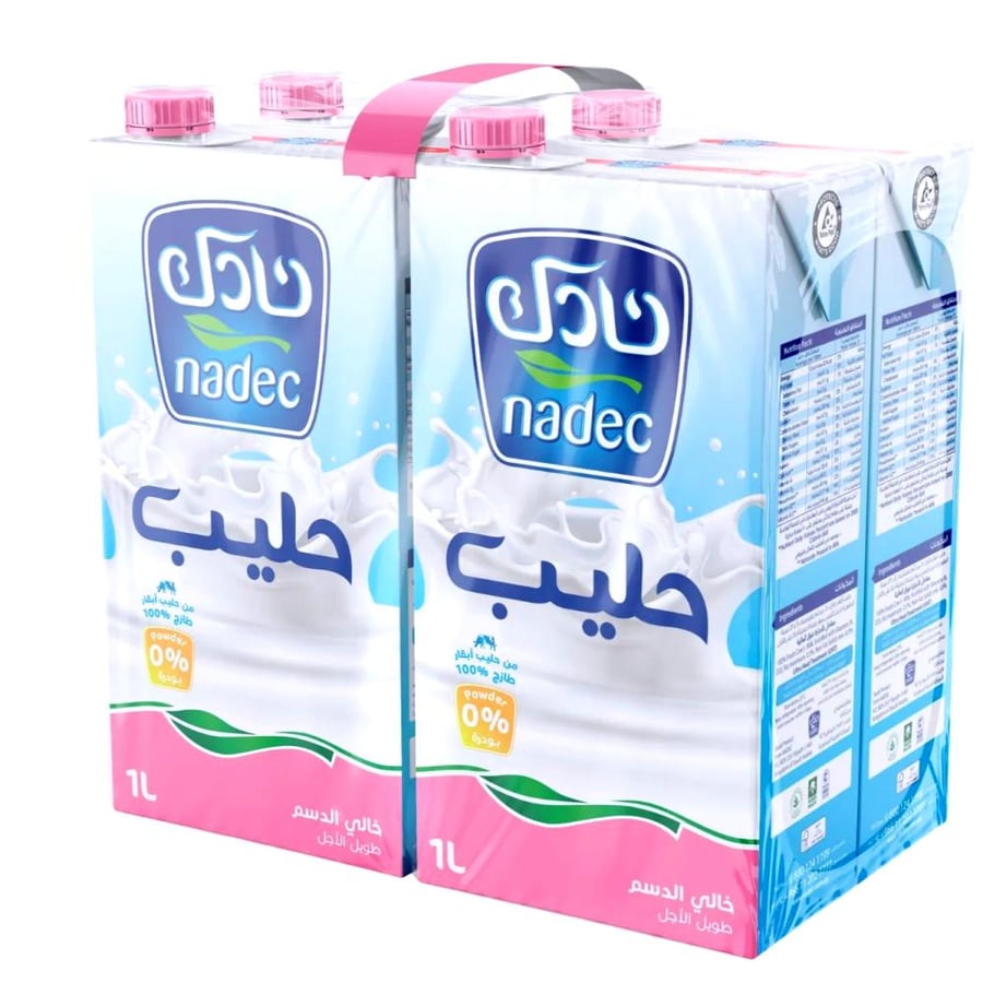 حليب نادك منزوع الدسم 1لتر ربطة4حبة