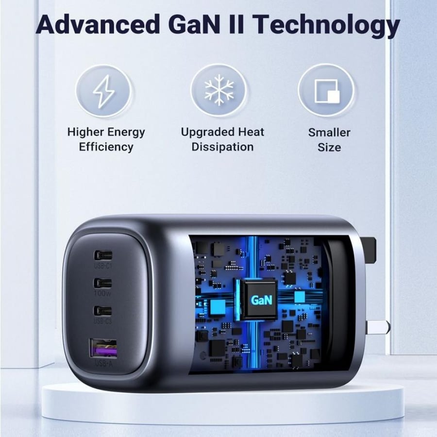 Wall charger with 100 watt power - Gray