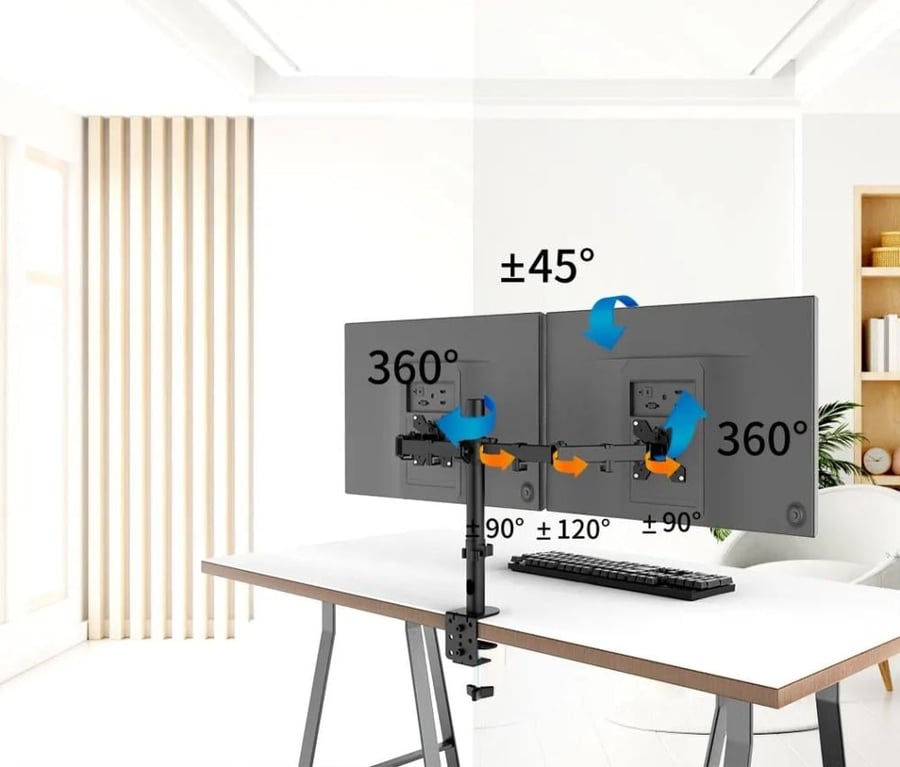 حامل حامل شاشة، ذراع شاشة LCD LED مزدوج للمكتب، حامل شاشة ألعاب متين قابل للتعديل بالكامل يحمل شاشتين حتى 30 بوصة