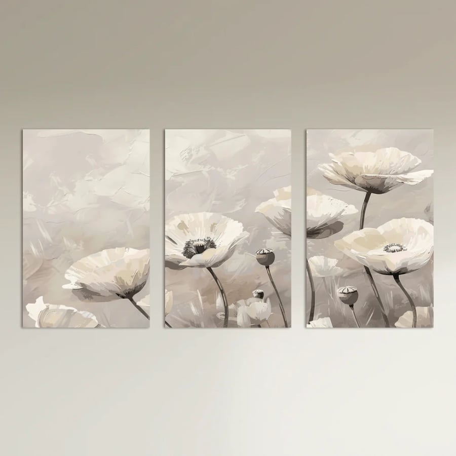 Set of three floral plates - simple design