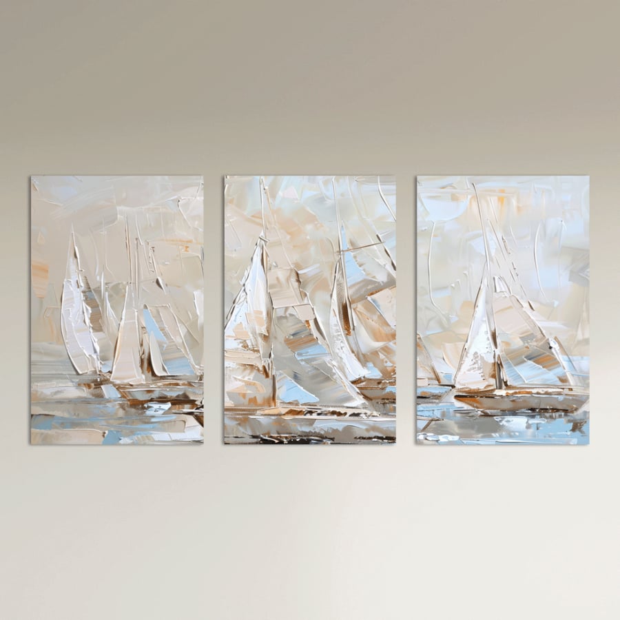Set of three abstract panels - boat design