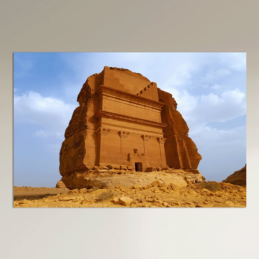 صخرة الفريد — لوحة العلا التراثية عرضية برتقالي ورملي