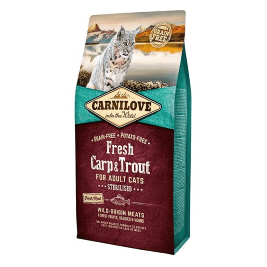 Carnilove fresh carp&trout adult sterilised 2kg | كارنيلوف - طعام جاف للقطط المعقمة (سلطعون + سلمون مرقط)
