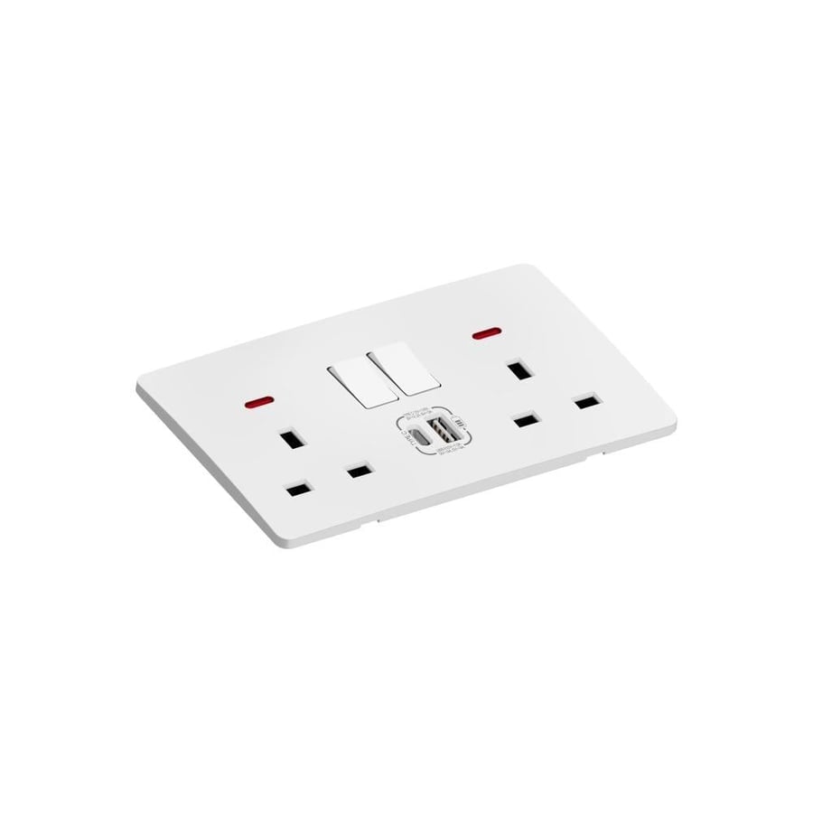 Triple socket outlet (13A) with USB charger - in multiple colors