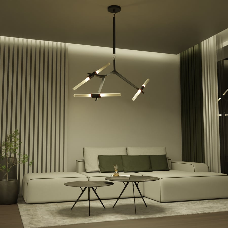 أجهزة إضاءة معلقة – ثريا بتصميم هندسي متشعب – 6 مصابيح