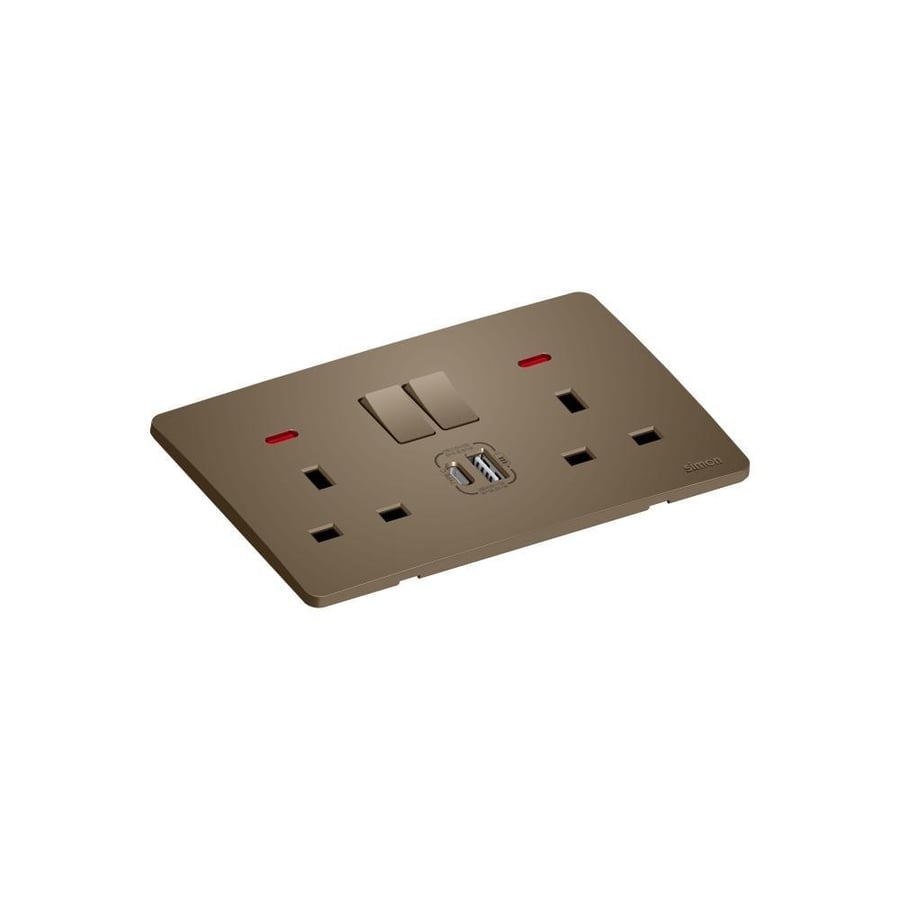 Triple socket outlet (13A) with USB charger - in multiple colors