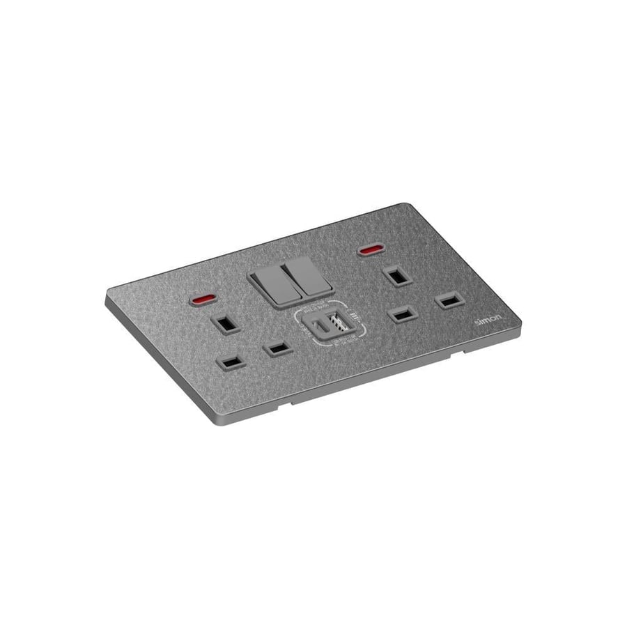 أورا  مقبس  ثلاثي (13A) مع شاحن USB-  أكريليك بملمس جلدي بالوان متعددة