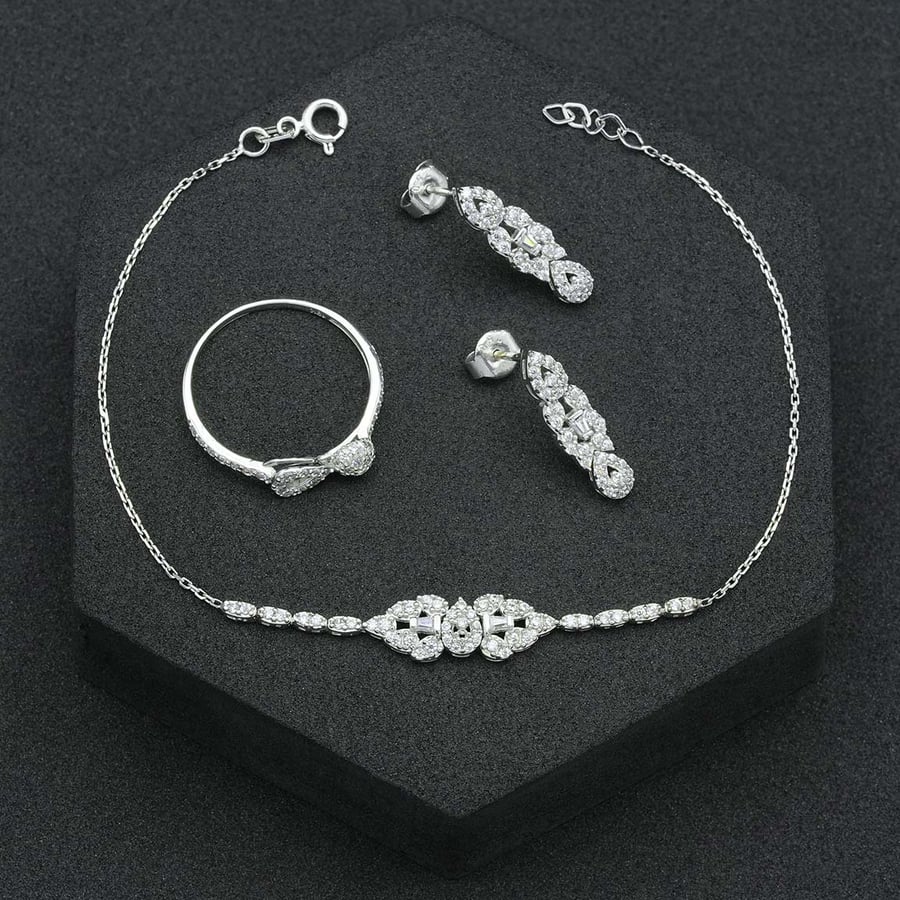 طقم ذهب  ابيض (S4596)