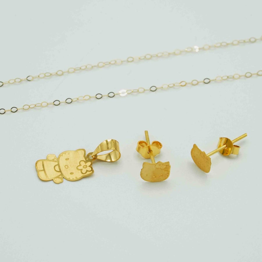 Gold Necklace + Earrings – Kids (K6130)