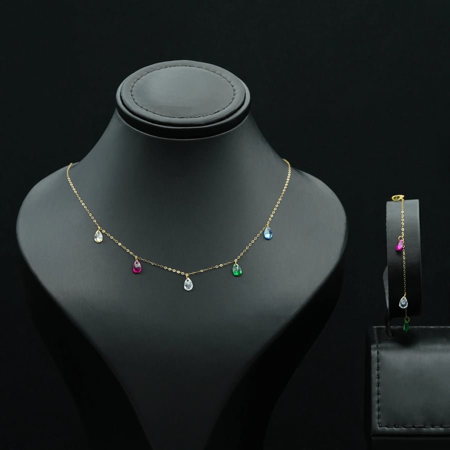 Necklace + Gold Choker Bracelet (NB4901)