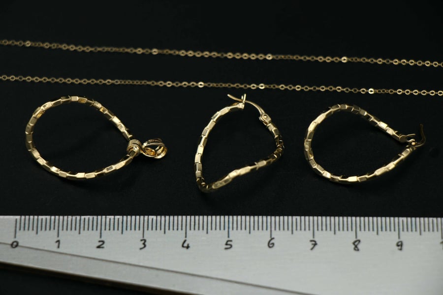 Gold necklace + earring - Italian (HS1763)
