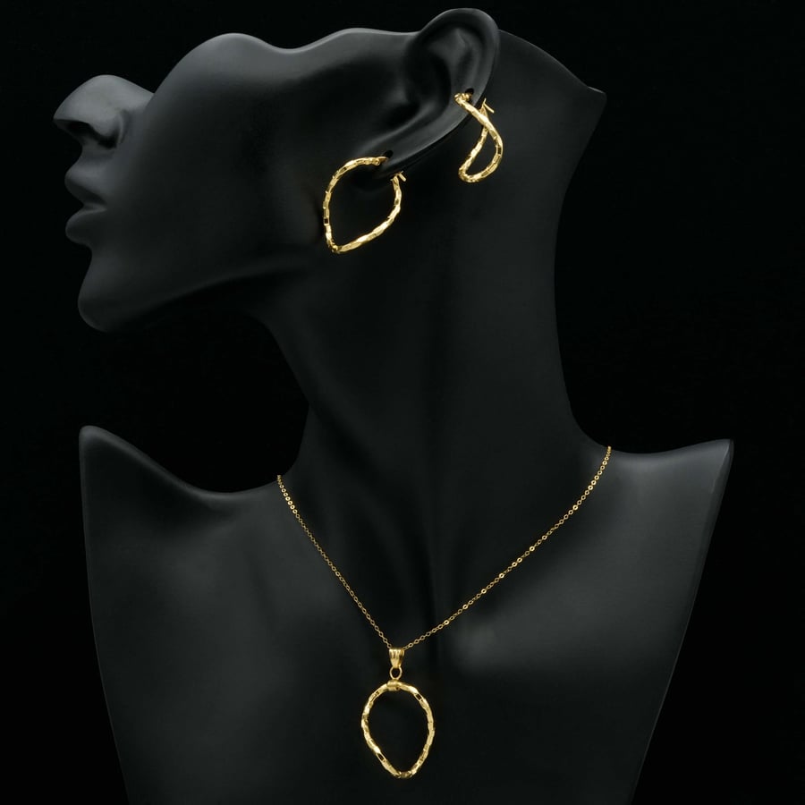 Gold necklace + earring - Italian (HS1763)