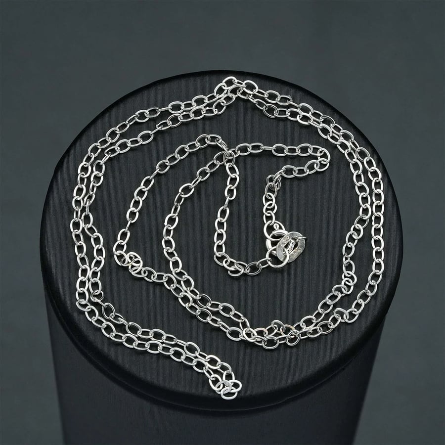 Gold chain with white rings, 40 cm (N4543)