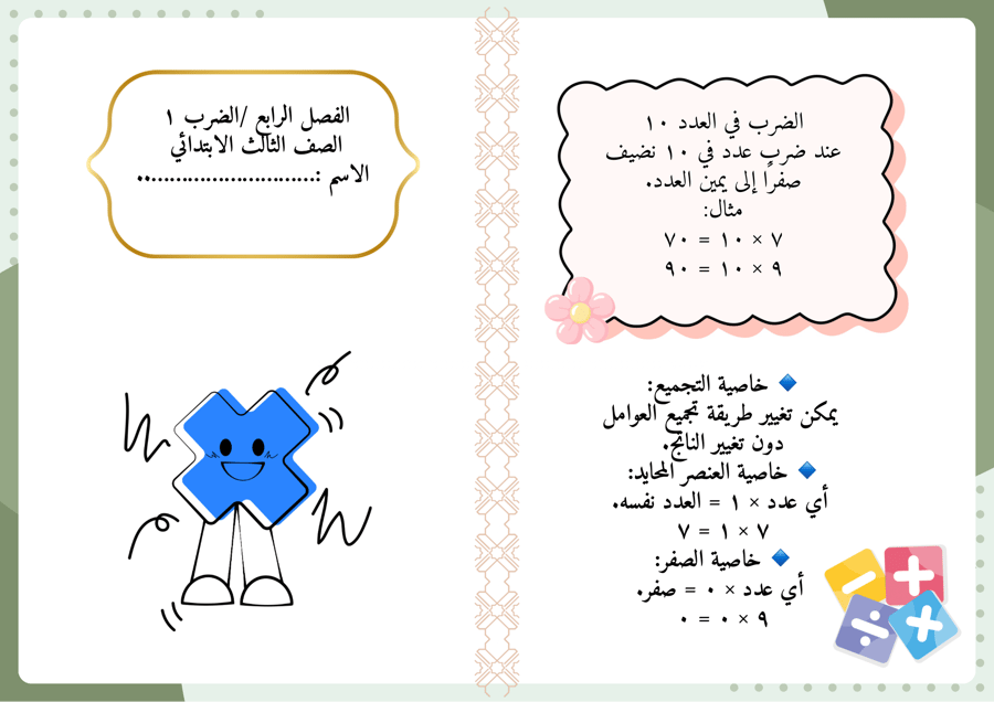 مطويات الرياضيات للصف الثالث الفصل الاول كامل