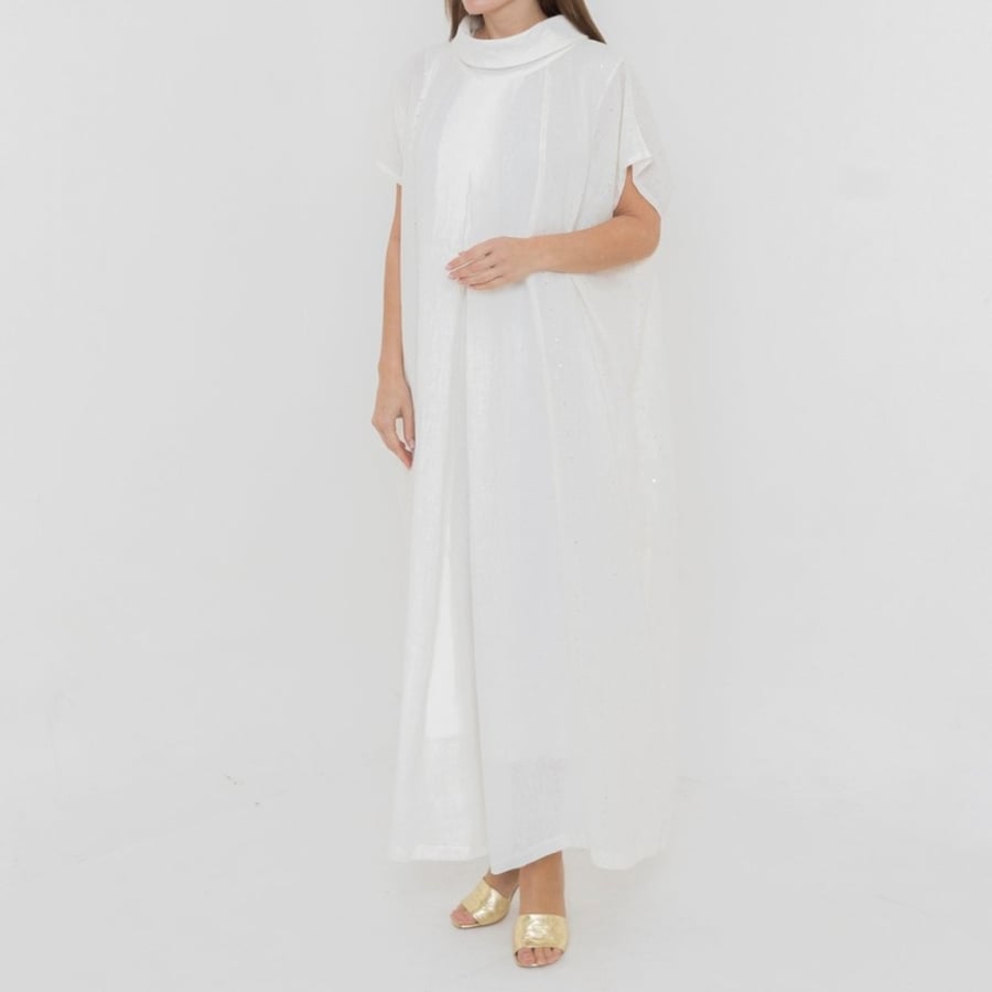 Ladies high neck kaftan with sequins