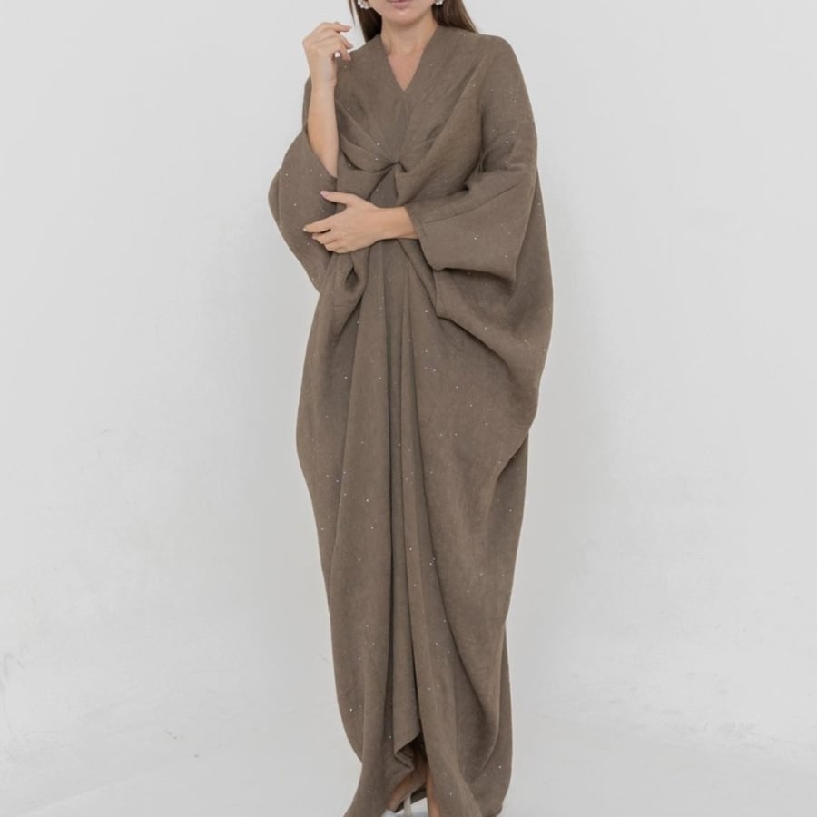 Maxi dress crepe fabric with glitter