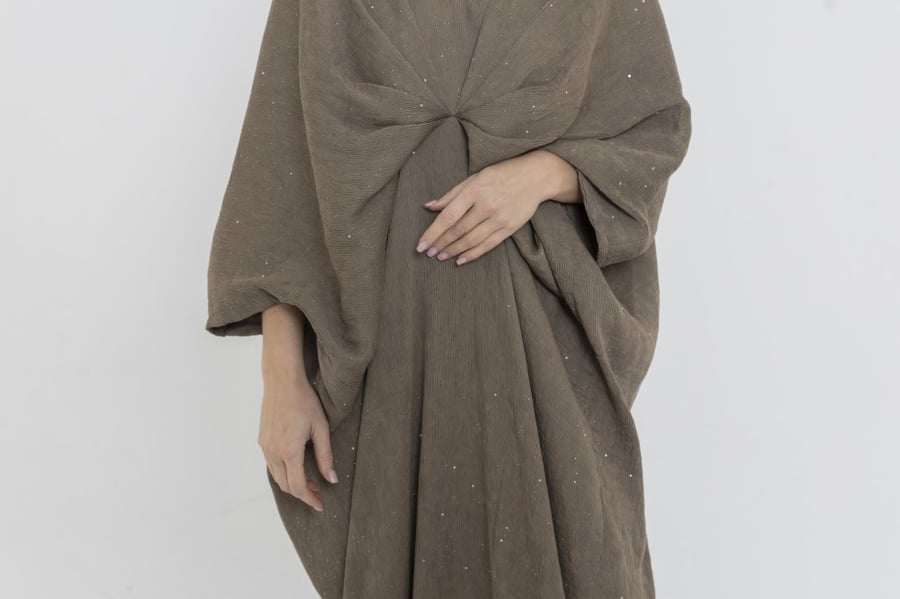 Maxi dress crepe fabric with glitter