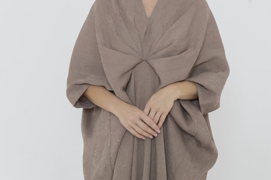 Maxi dress crepe fabric with glitter