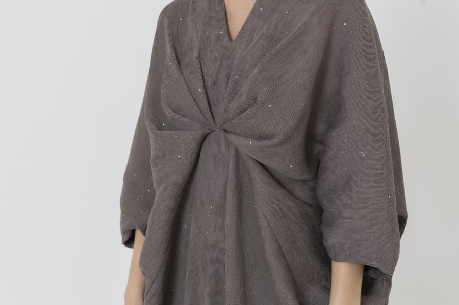 Maxi dress crepe fabric with glitter
